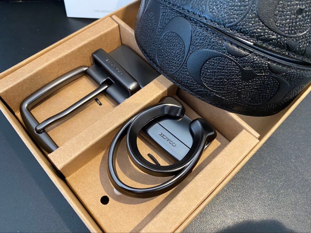 SALE♪コーチ 新品 リバーシブル シグネチャーベルトセット 紳士