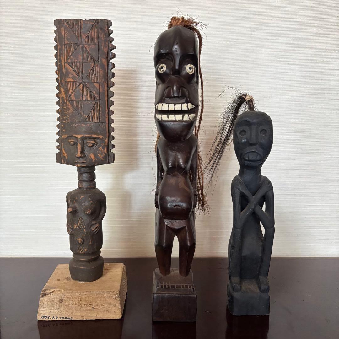 アフリカンスタイル 木製彫刻 中型　おまとめ