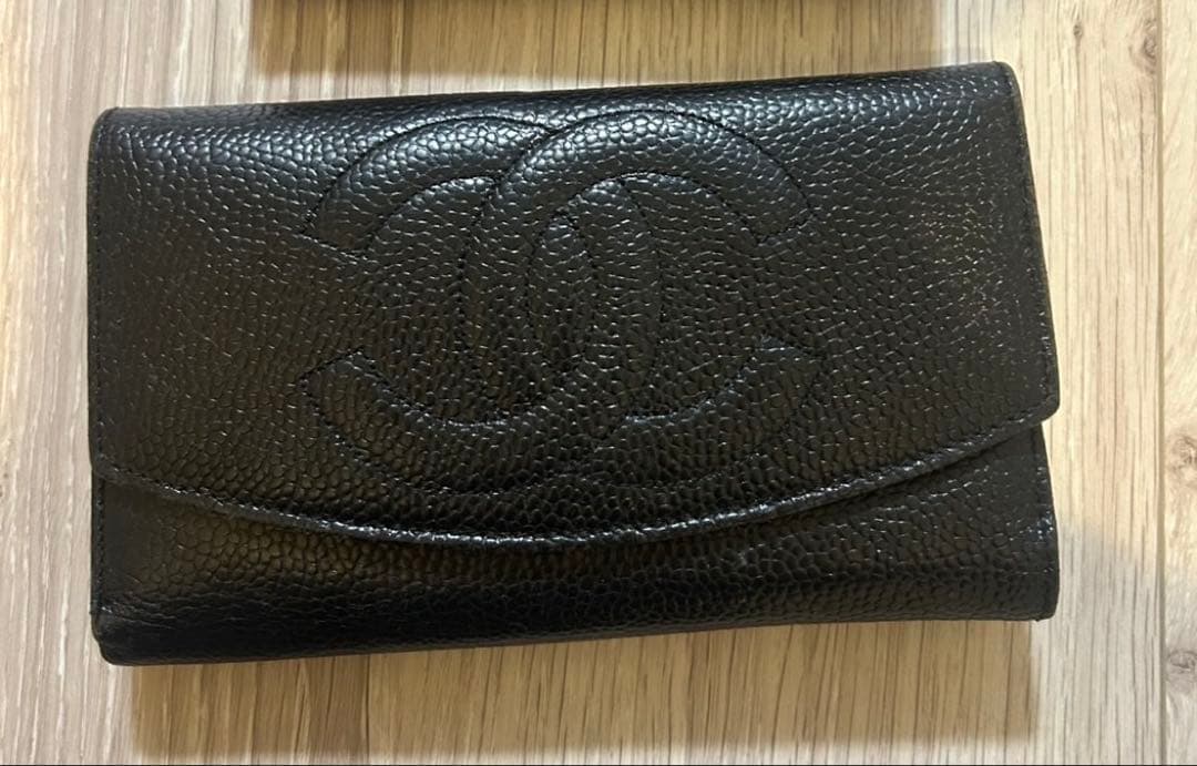 CHANEL ブラック レザー 長財布