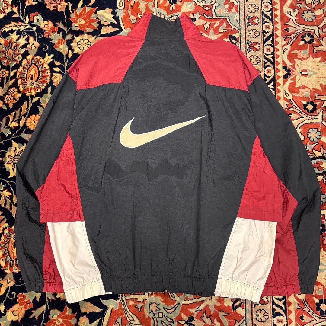 希少・90s 白タグNIKE ナイロンジャケット XL 背面ビッグスウォッシュ