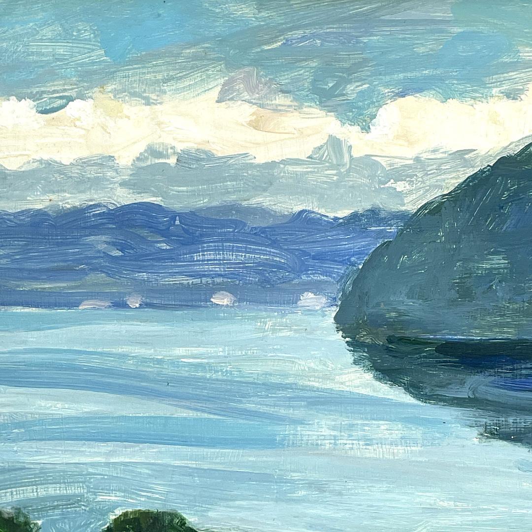 真作保証 鹿毛正三『夏の洞爺湖』油絵 油彩画 1989年 直筆サイン入り