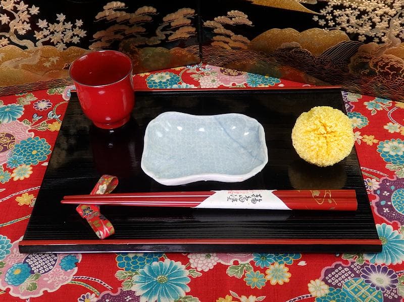 古伊万里　染付　型刷印判　幾何学文様の図　変形皿　江戸期　E649AS-CTm