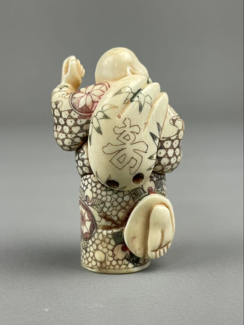 時代根付 極上細密彫り白材 マンモス牙製 作家物 天然素材 在銘 正光