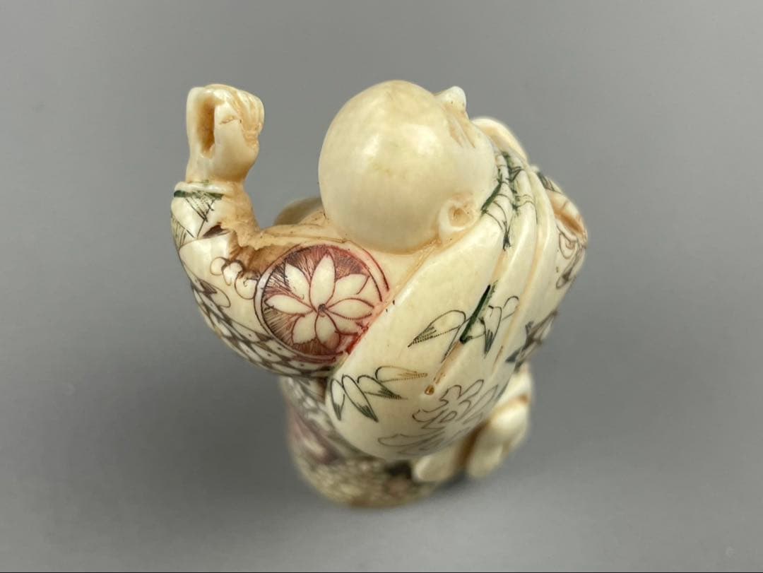 時代根付 極上細密彫り白材 マンモス牙製 作家物 天然素材 在銘 正光