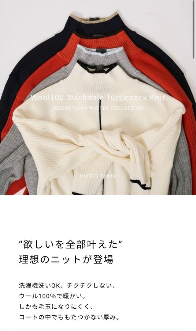 [ネイビー]Wool100-ウォッシャブルタートルネックニット