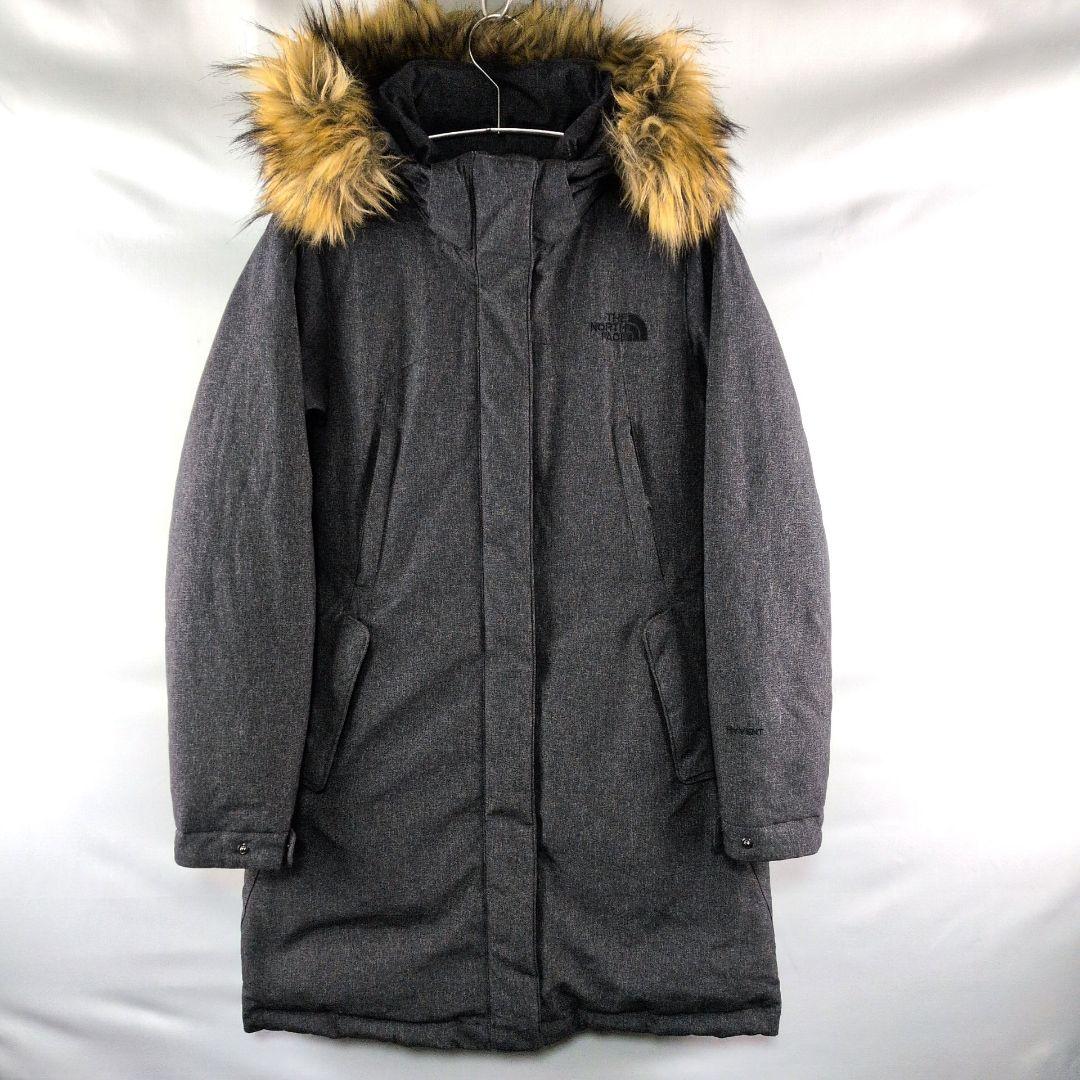 ​【ノースフェイス】ダウンコート グレー レディースM グースダウン 韓国古着