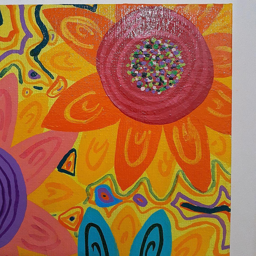 アキコひまわり フンダッド・バッサー風 画家 小楠アキコ作品 F4号 額付き