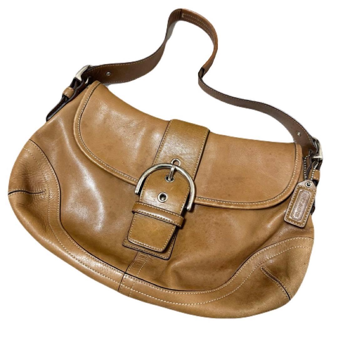 y2k❤️ COACH ソーホー レザー フラップ ショルダーバッグ 極美品 COACH コーチ ソーホー シグネチャー ショルダーバッグ y2k 肩