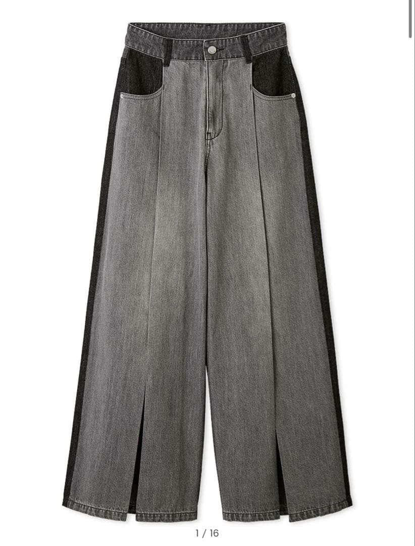 フレイアイディー　ボックスタックワイドデニムパンツ