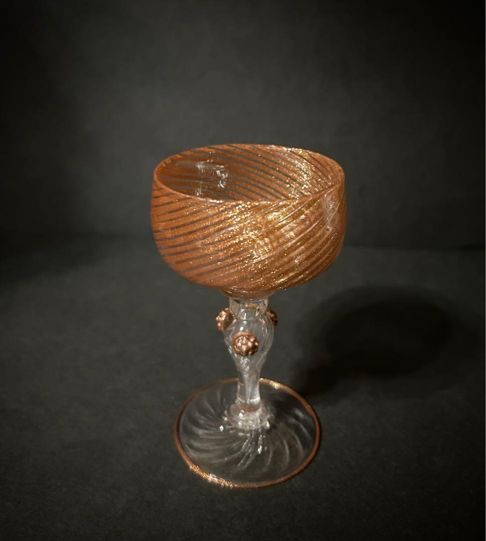 ベネチアガラス ムラノガラス ワイングラス 金彩