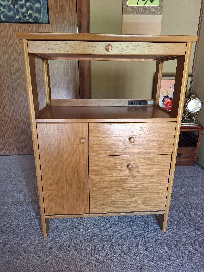 美品 カリモクkarimoku 電話台・ファックス台 引き出し付き