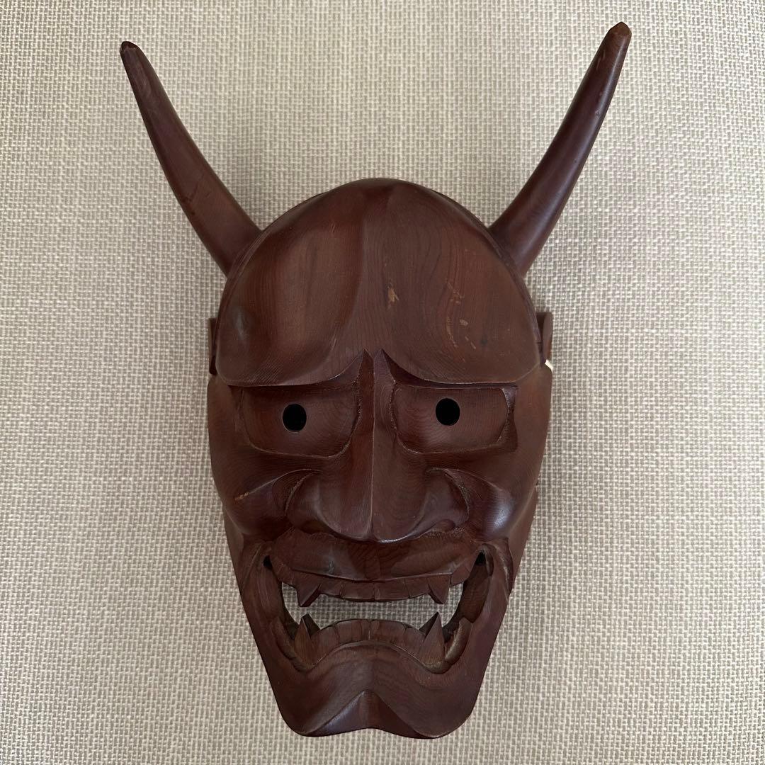 般若 お面 木彫り 魔除け 壁掛け - メルカリ