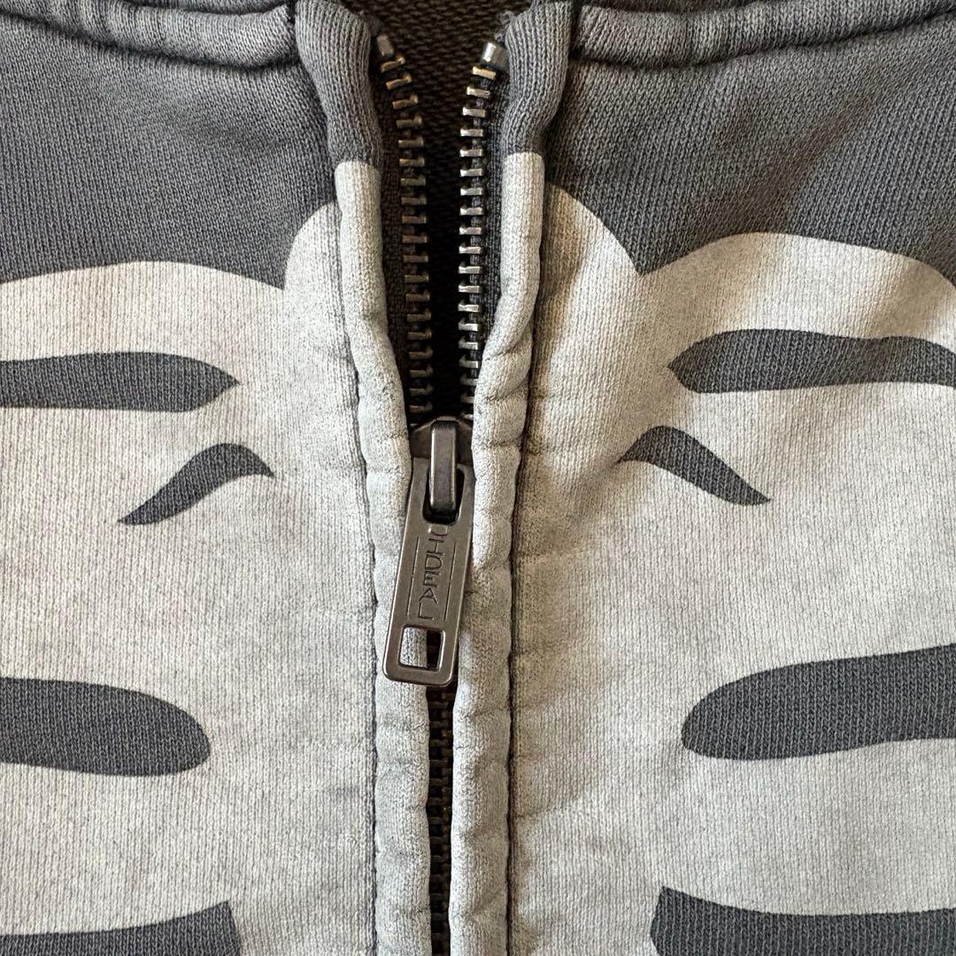 VANSON バンソン スカルボーン ジップパーカー ヴィンテージ加工 スミ