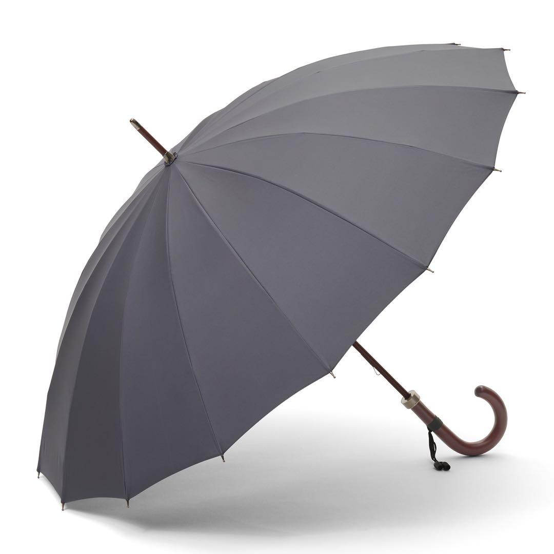 前原光榮商店　トラッド16 チャコールグレー メンズ雨傘】トラッド-16-ロング-カーボン-チャコールグレー｜トンボ