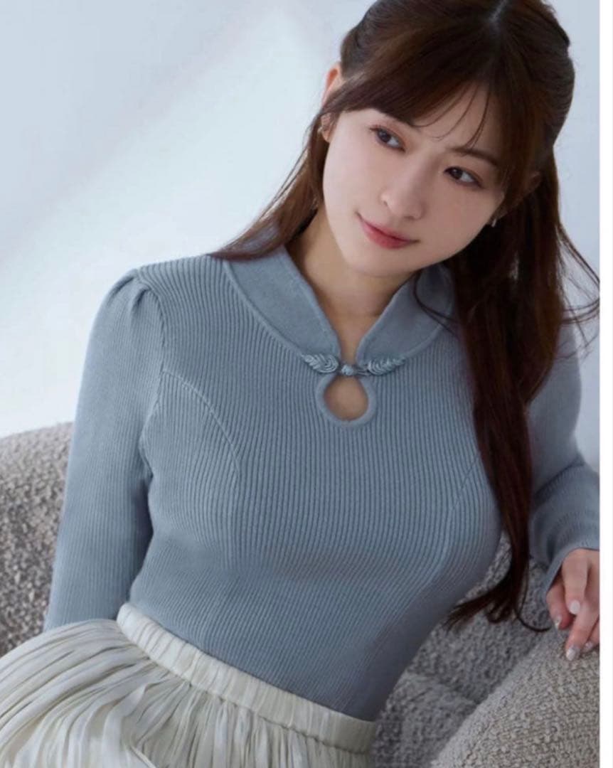 オーバーイー チャイナパネルニット スモーキーブルー 90 - メルカリ