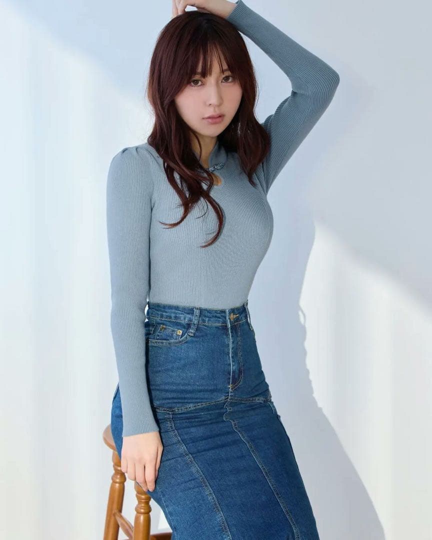 オーバーイー チャイナパネルニット スモーキーブルー 90 - メルカリ