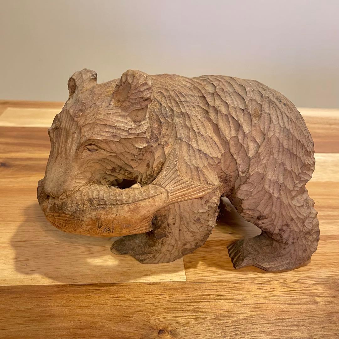 木彫り熊　18cm レトロ　アンティーク