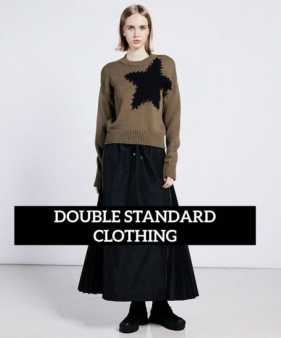 ダブルスタンダード スターモチーフニットセーター カーキ