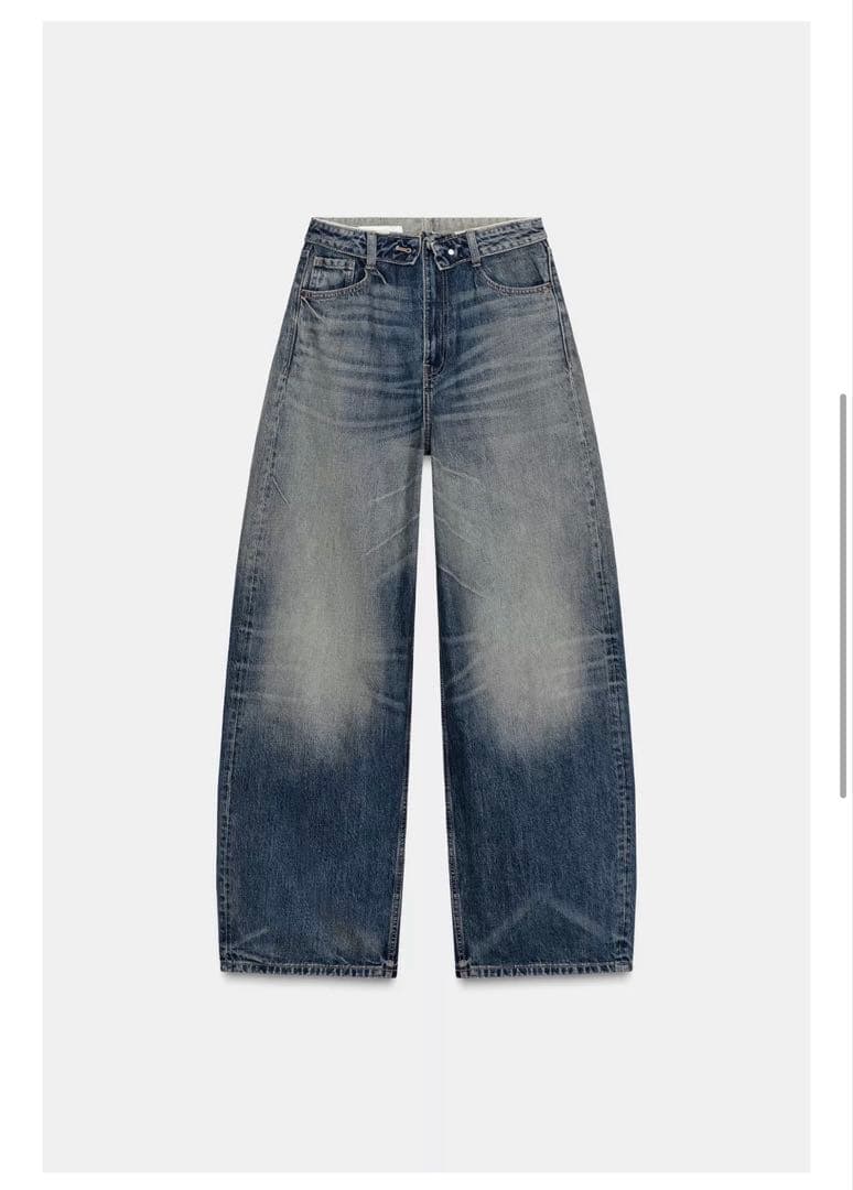 ZARA TRF ミッドライズ折り返しウエストデニムパンツ - メルカリ