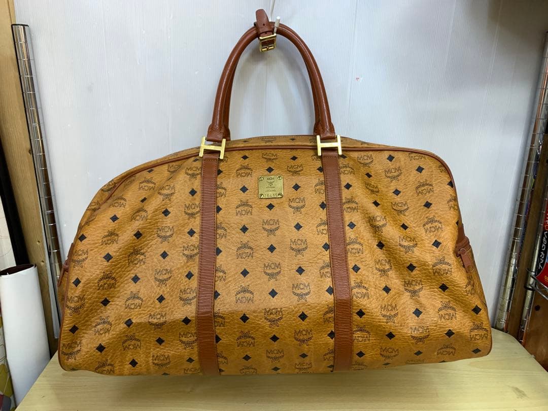 【中古】MCM 大型ボストンバッグ ショルダーストラップ欠品