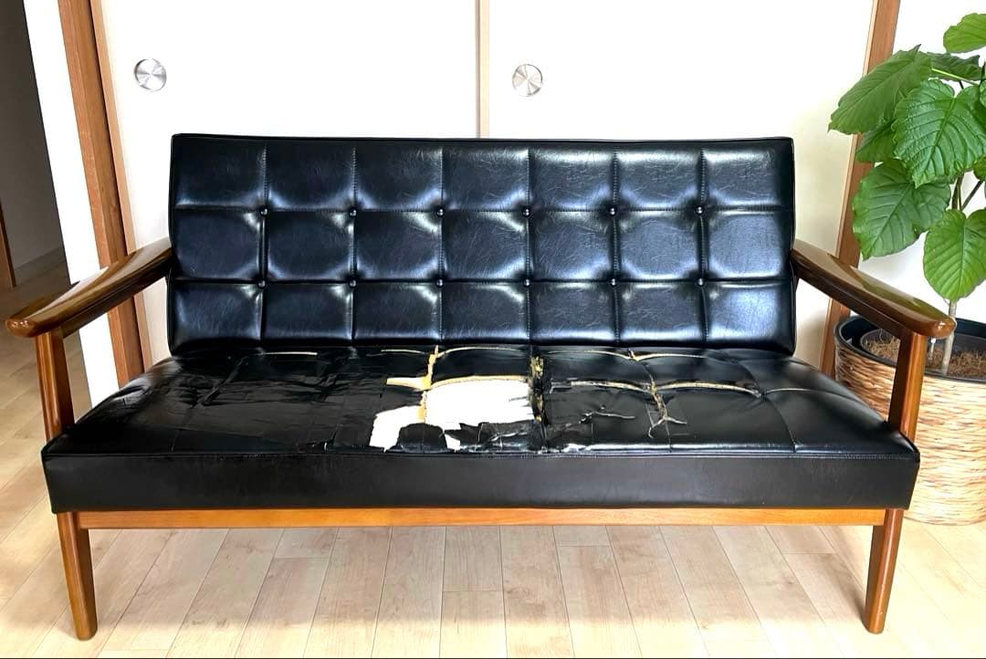 難ありです‼️カリモク60　Kチェア　2シーター　黒