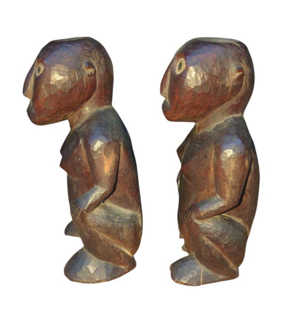 アフリカンアート 木製人型彫刻 2体セット 【 希少 パラオ トコベイ