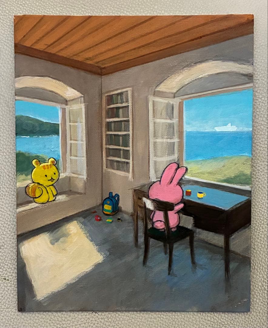 アクリル画合作　イワフネカナメ x モモ