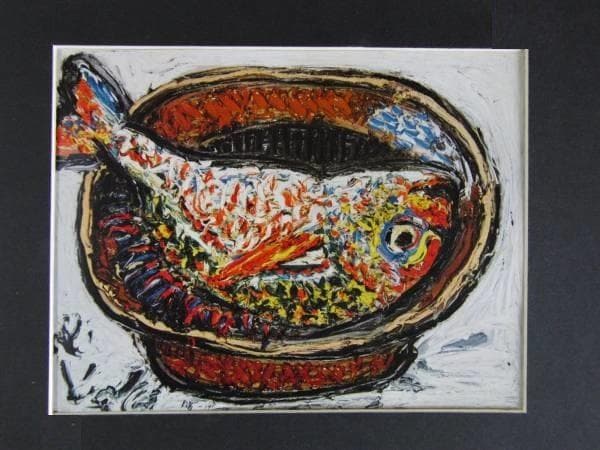 梅原龍三郎、【鯛】、希少な大判額装用画集より、美品、日本人画家、新品額装付