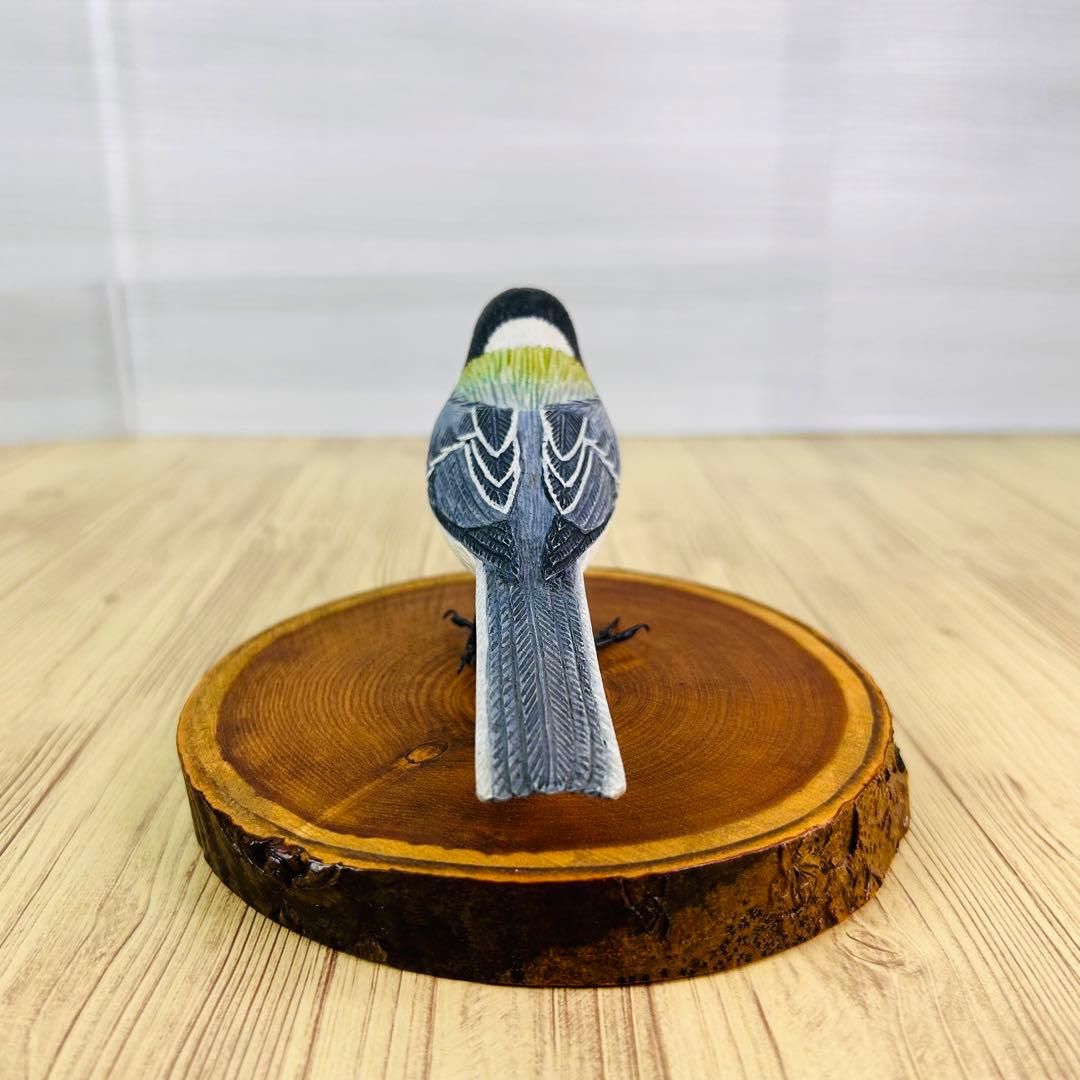 シジュウカラ 野鳥 彫刻 バードカービング 木彫り 置物 インテリア