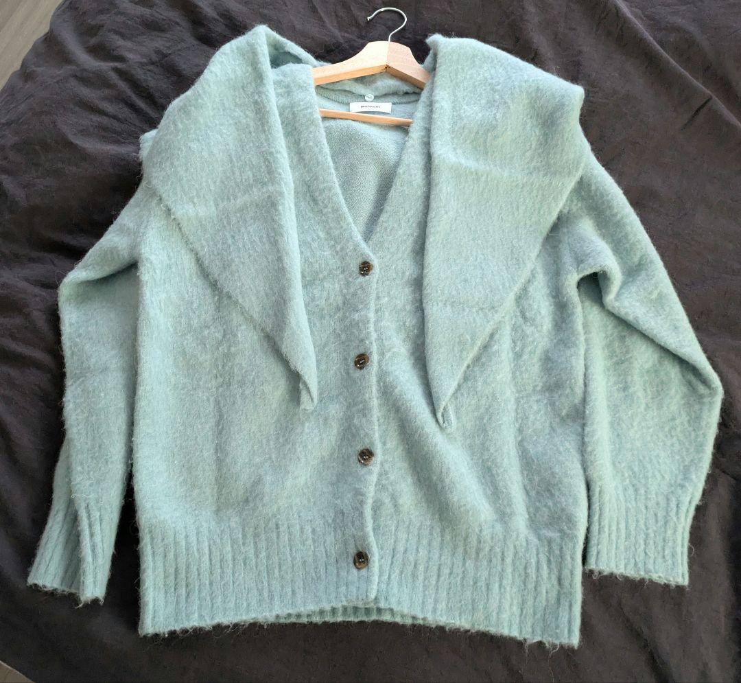 お値下げ！MIESROHE☆スカーフデザインアルパカシャギーカーデ - メルカリ