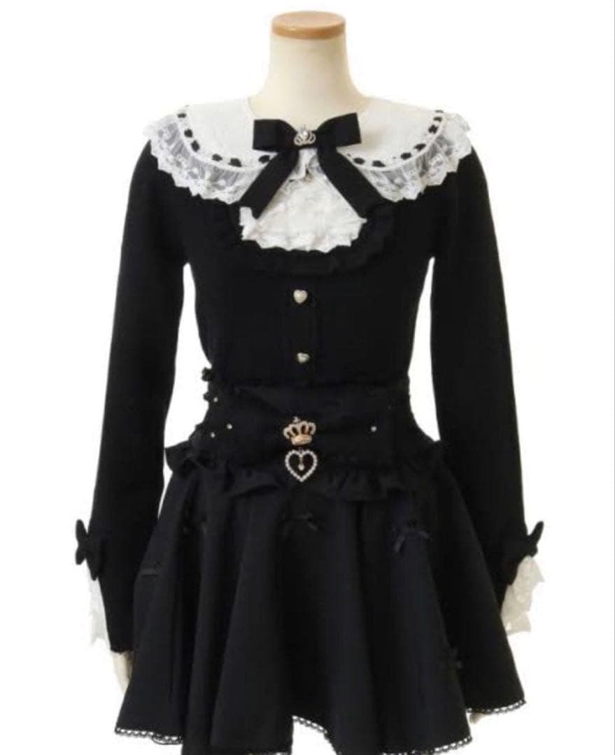 LIZLISA リズリサ 襟付スクエアリブニット ブラック