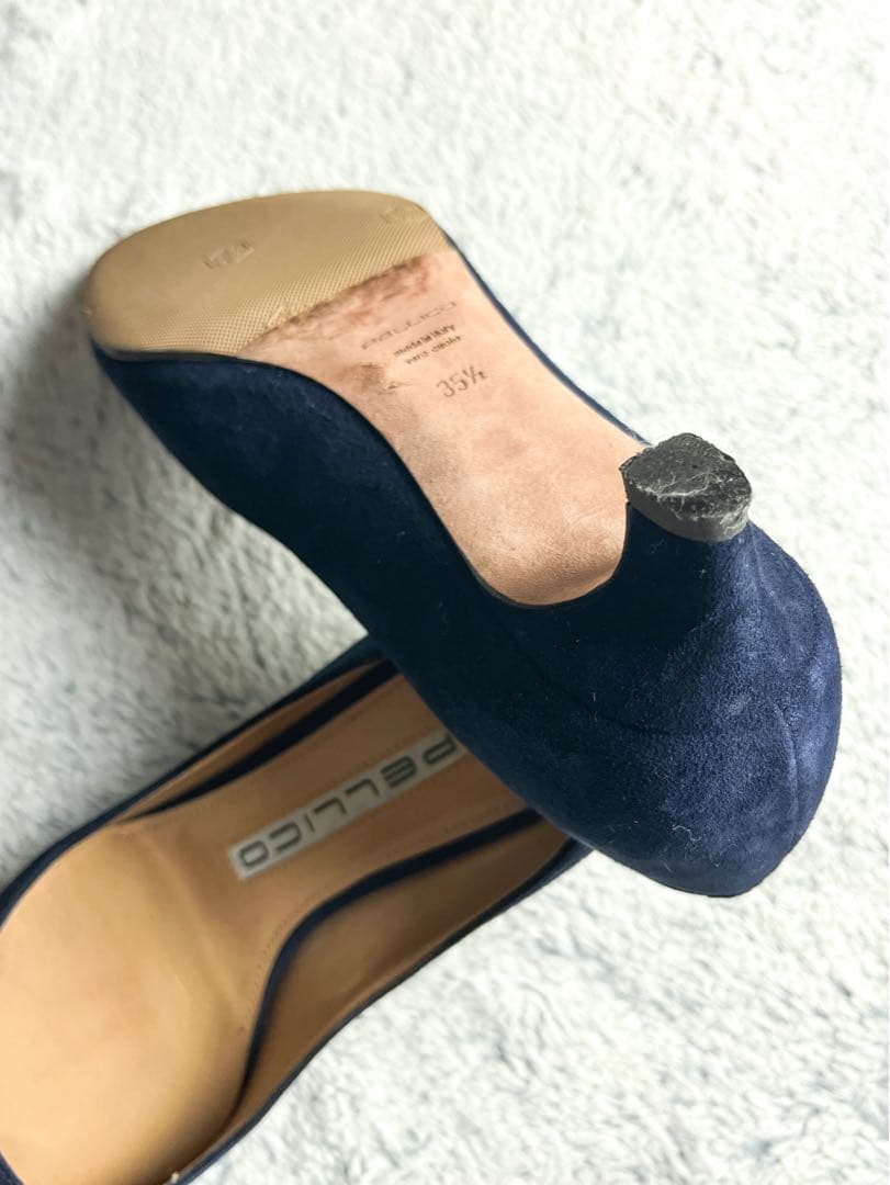 人気【PELLICO】35.5 アネッリ スエードパンプス 濃紺 22.5cm