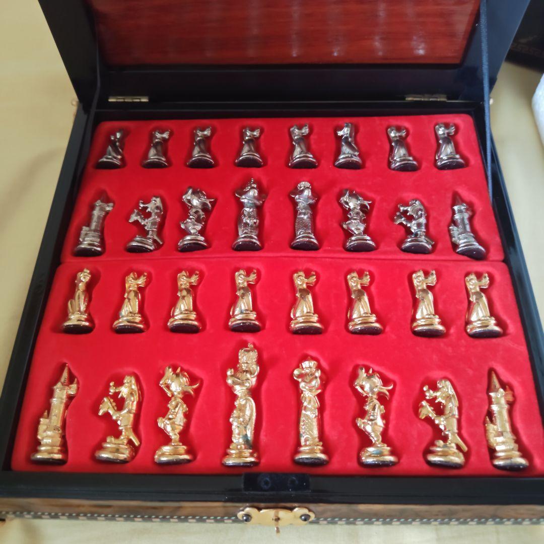 コレクション整理・希少】ディズニー 高級チェスセット 純金象嵌