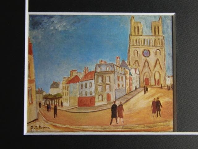 児島善三郎、【カテドラル・ド・ナント】、希少な画集画、新品高級額 額装付