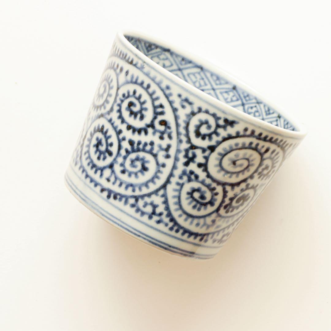 伊万里 古伊万里 江戸 後期 幕末 蕎麦猪口 総柄 蛸唐草 蛇の目 高台