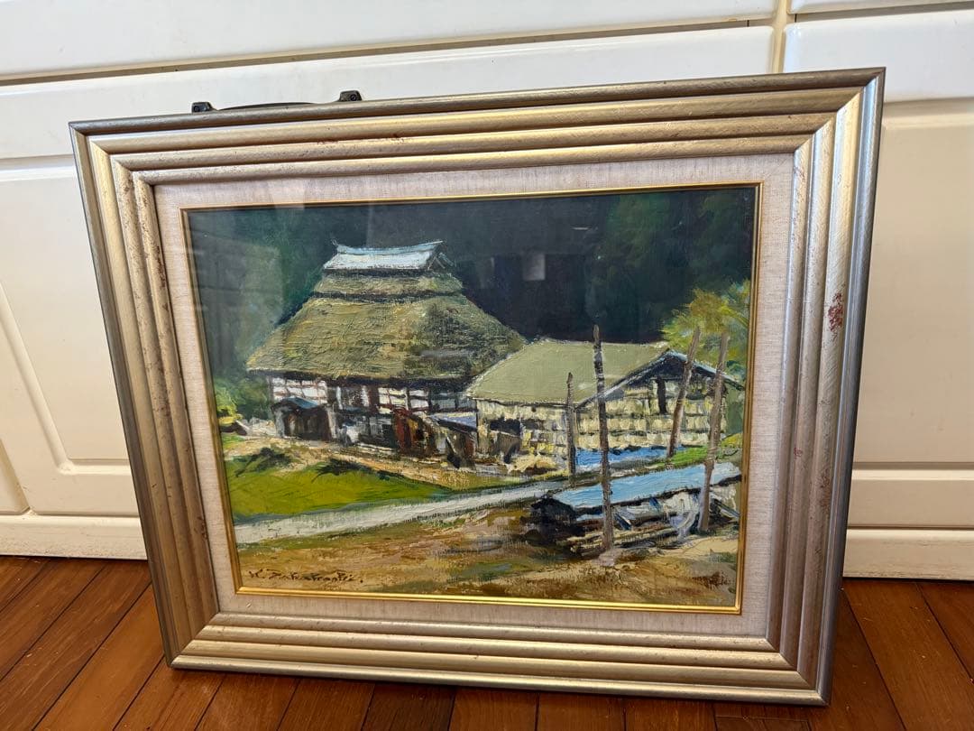 90.「白馬山麓の一農家」髙橋一善 油絵