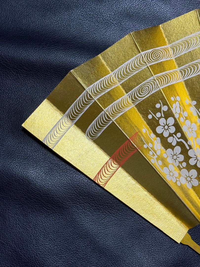 扇子　33.5cm 十松屋福井扇舗　金　観世水　紅白梅　仕舞扇　能楽　着物