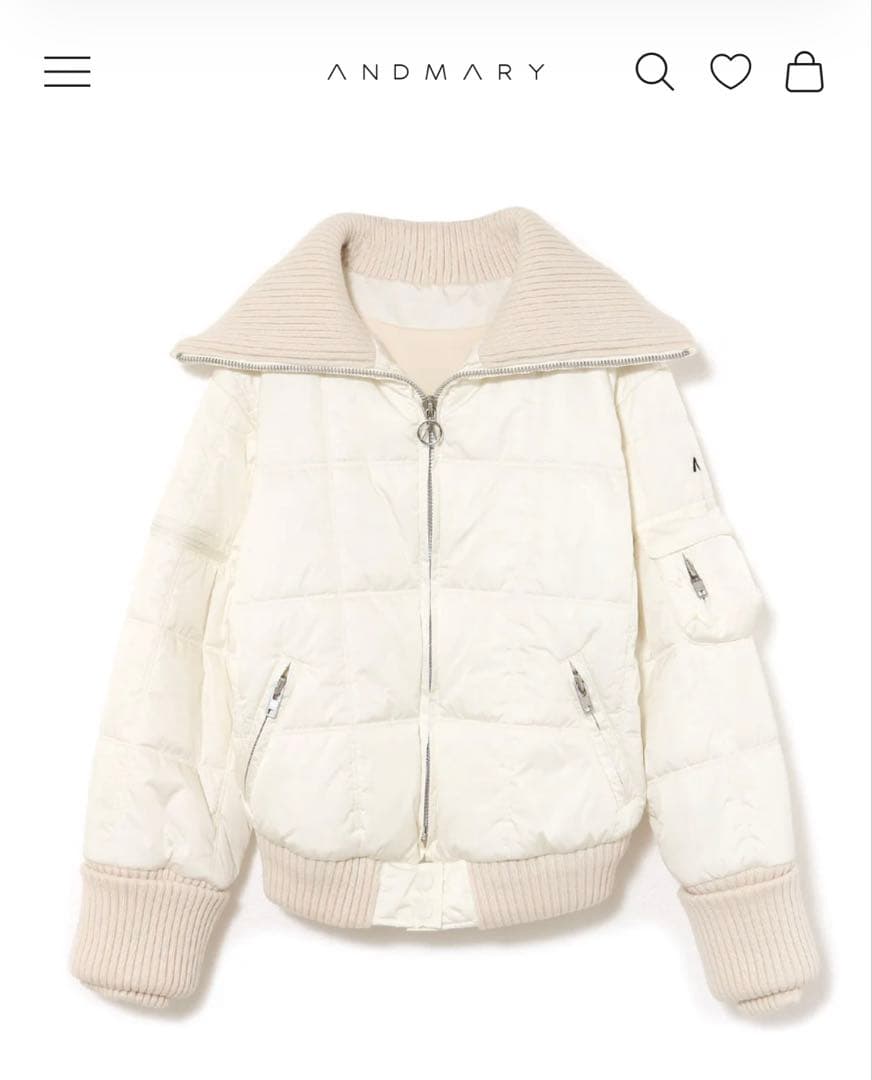 【美品】ANDMARY Mary quilting jacket wh×bg