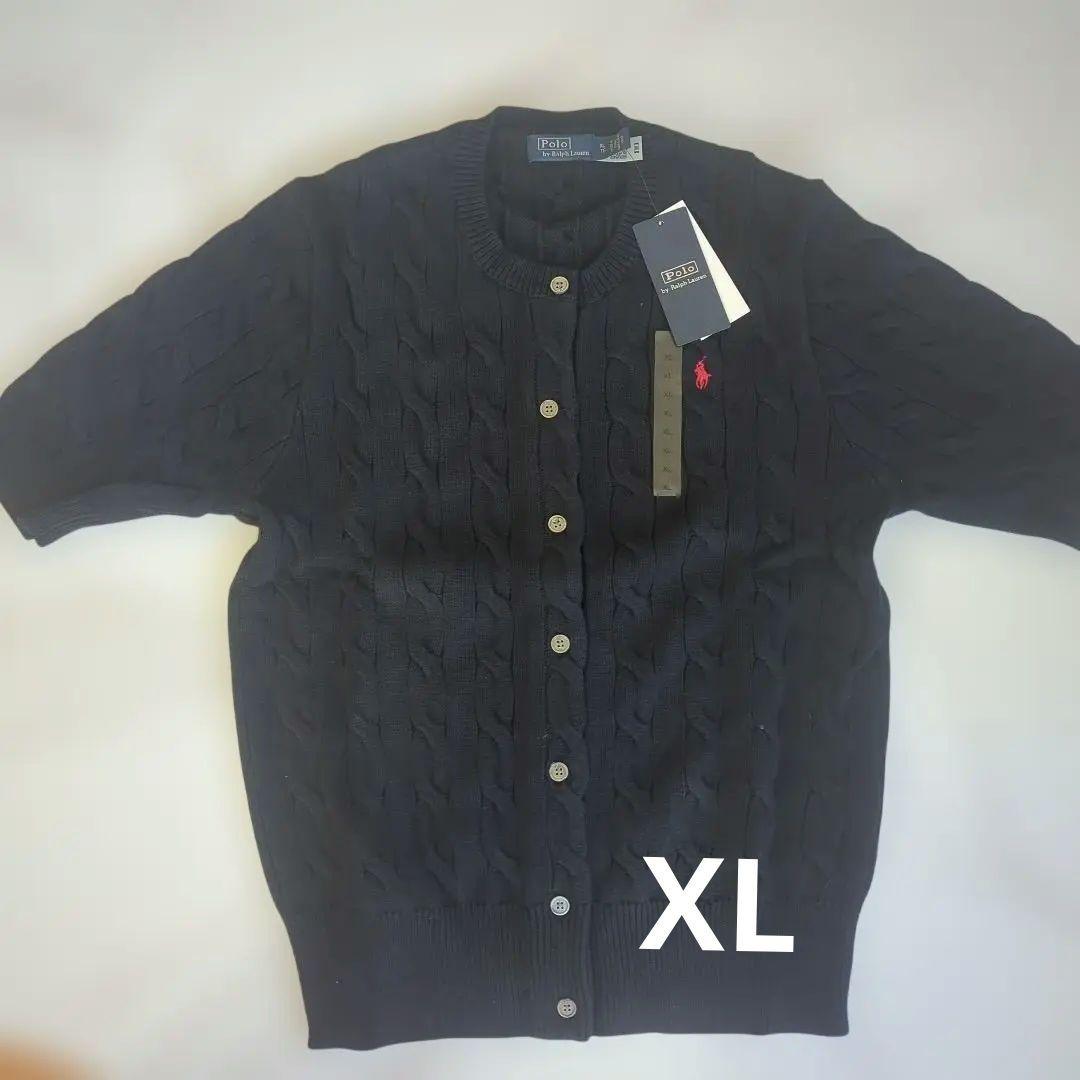 ポロラルフローレン　ケーブルニット半袖　ネイビー　XL