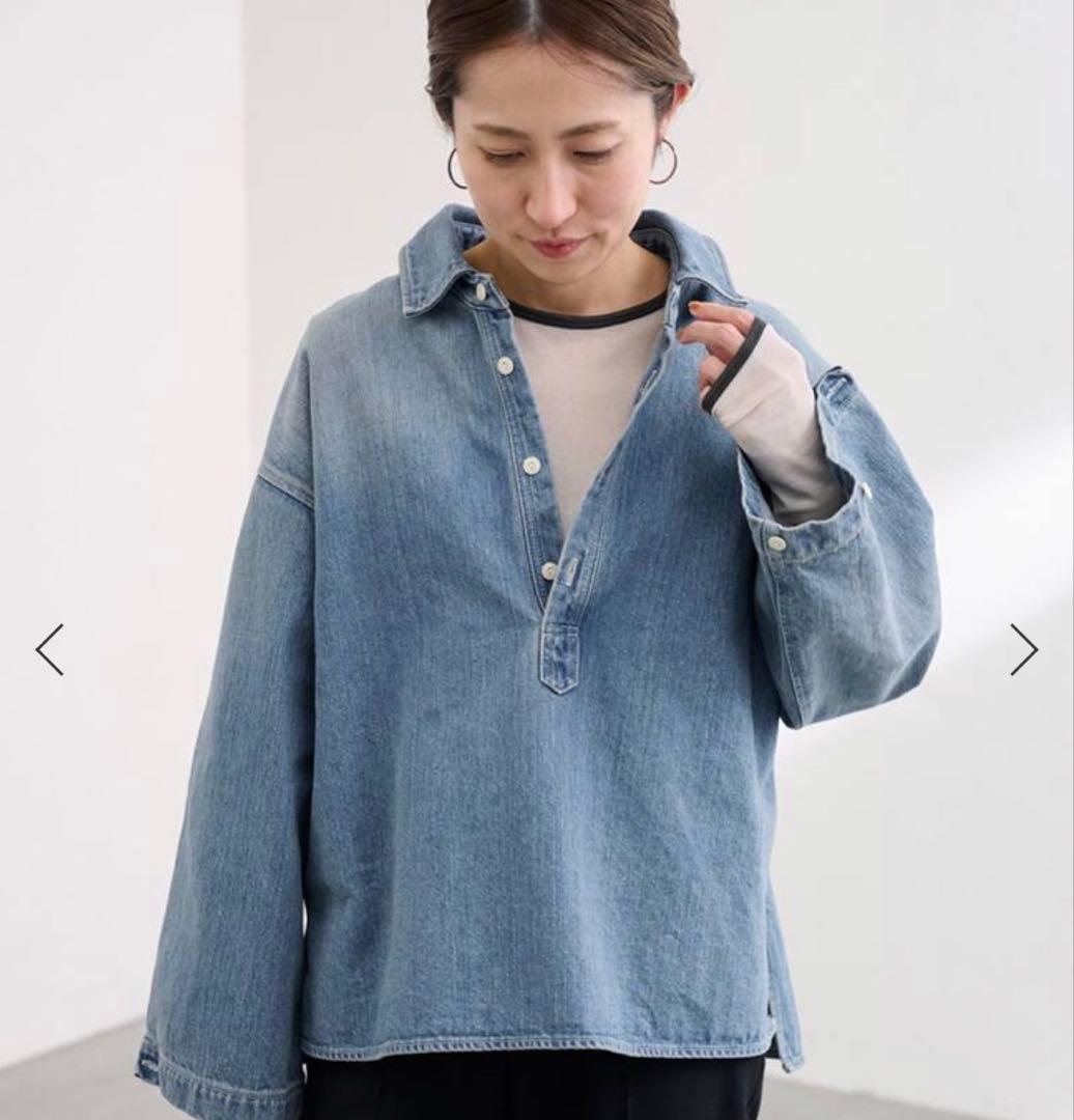 ライトブルー 長袖プルオーバーシャツ