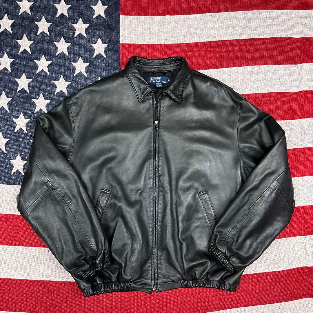 【超希少】90s ポルトガル製 ラルフローレン ブラック ノーポニー 短丈 本革