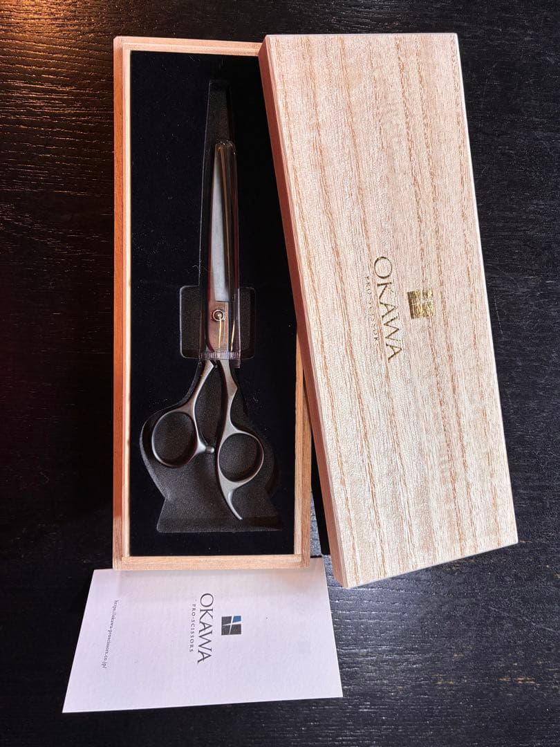 OKAMWA ステンレス シザー 木製ケース付き
