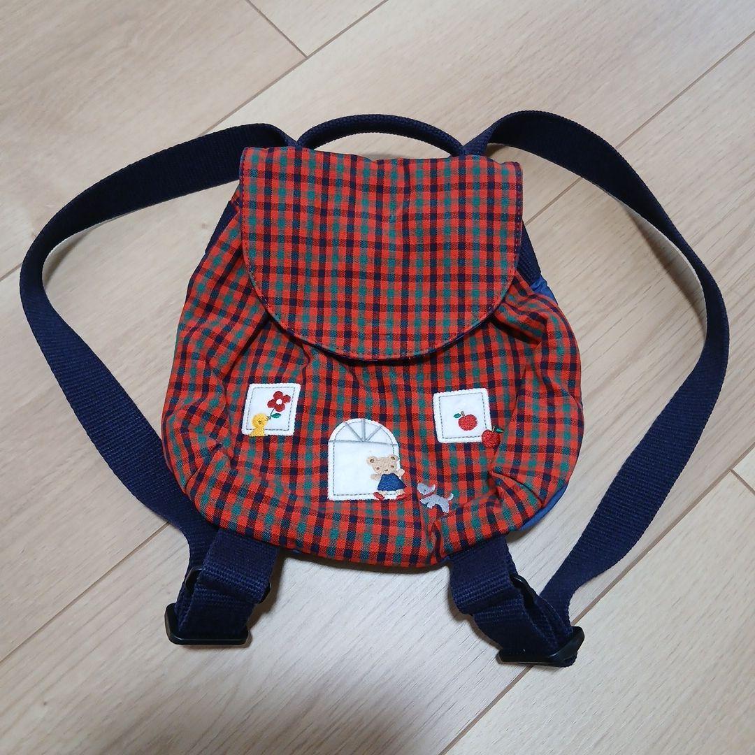 ファミリア 赤チェック ベビー リュック - メルカリ