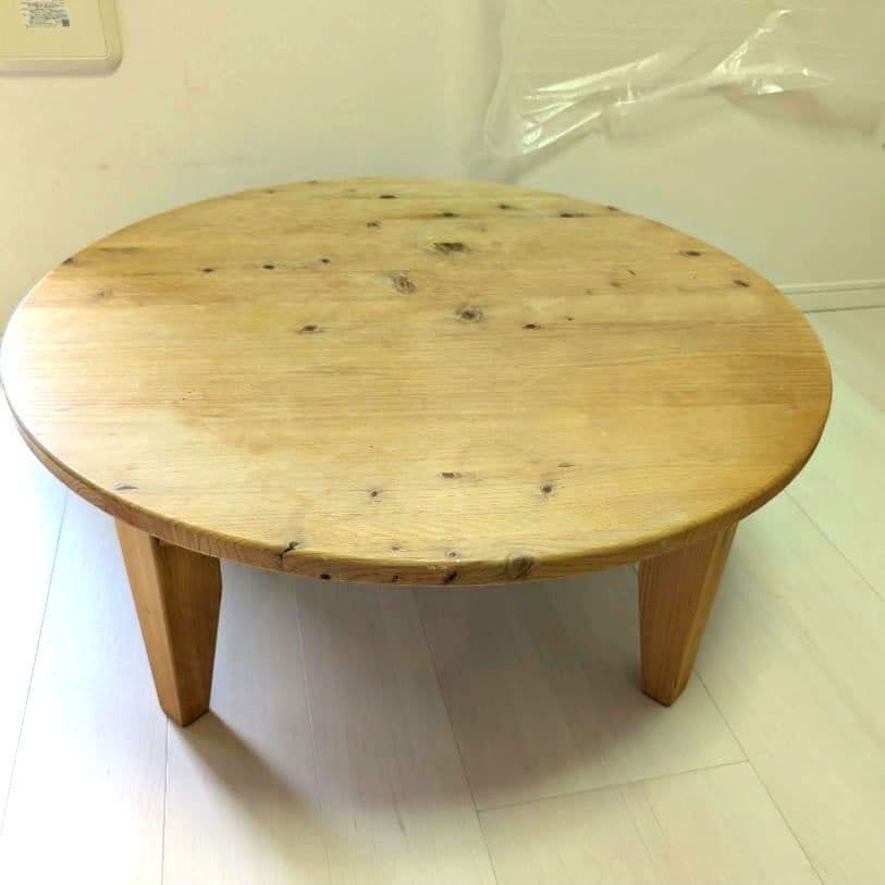 えん ひのき ちゃぶ台 折りたたみ 円形木製テーブル ナチュラルウッド