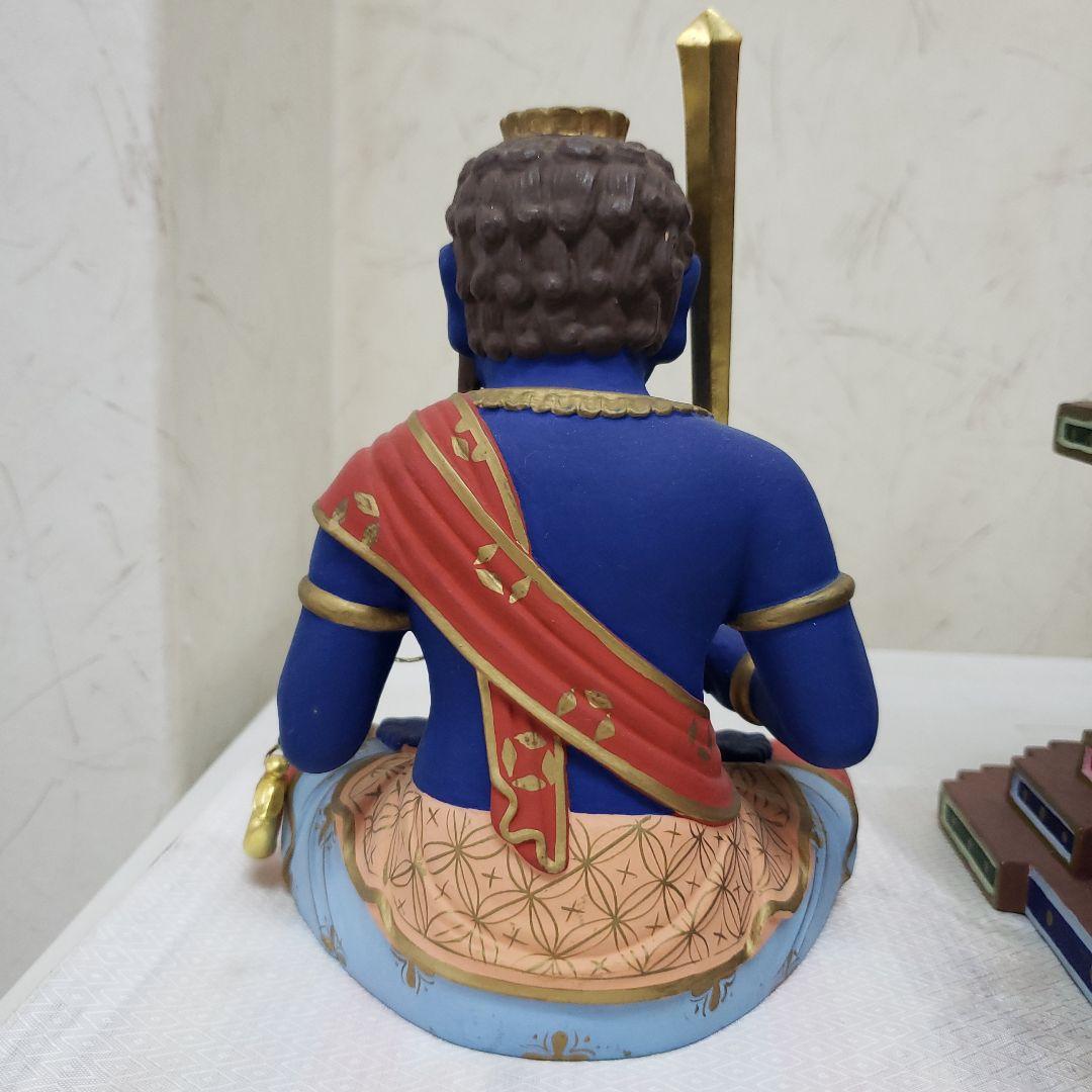 Bフライデー蔵出し特価☆極彩色 不動明王座像4寸 瑟瑟座☆お不動さん