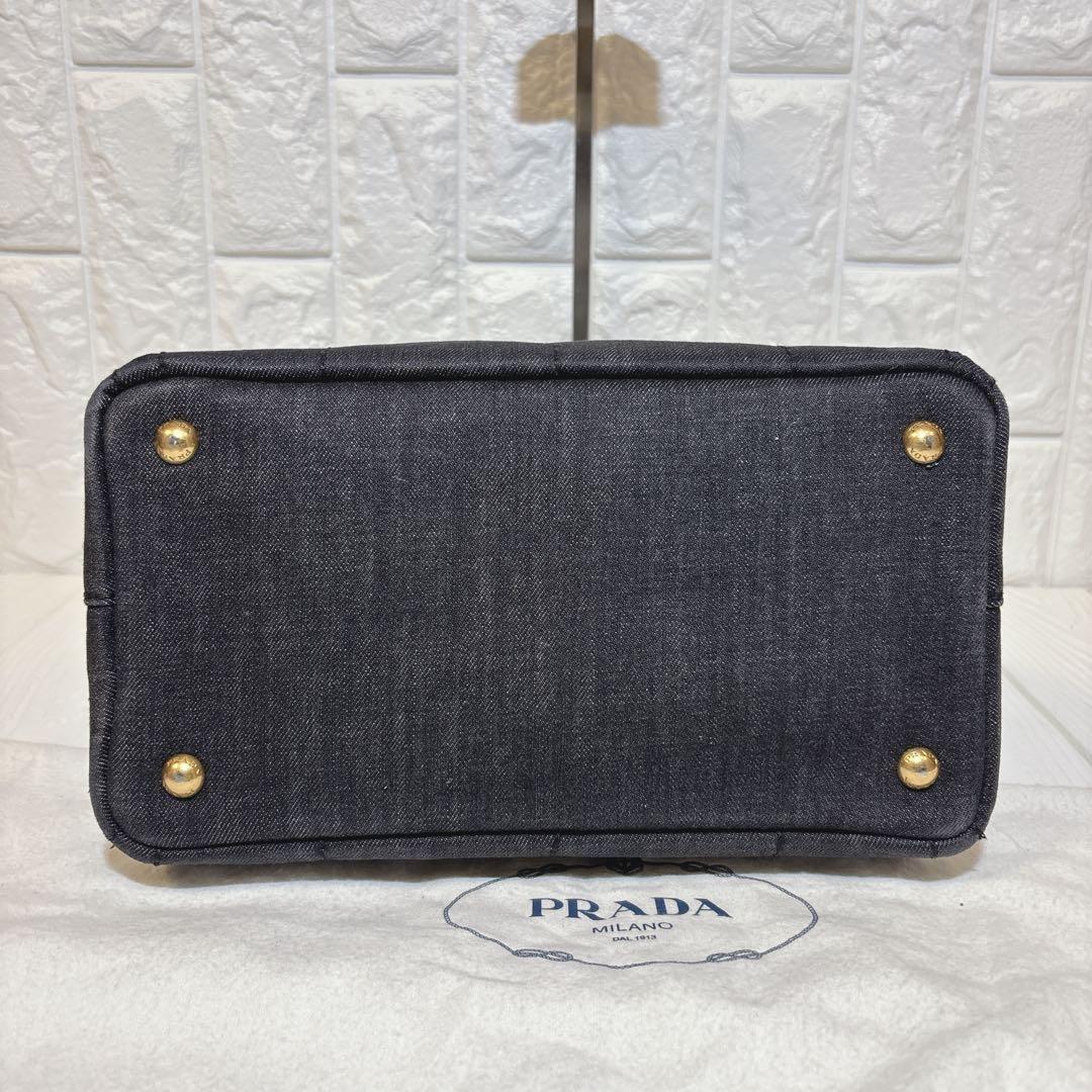 極美品】PRADA カナパ S 2way ショルダー付 デニム ブラック - メルカリ