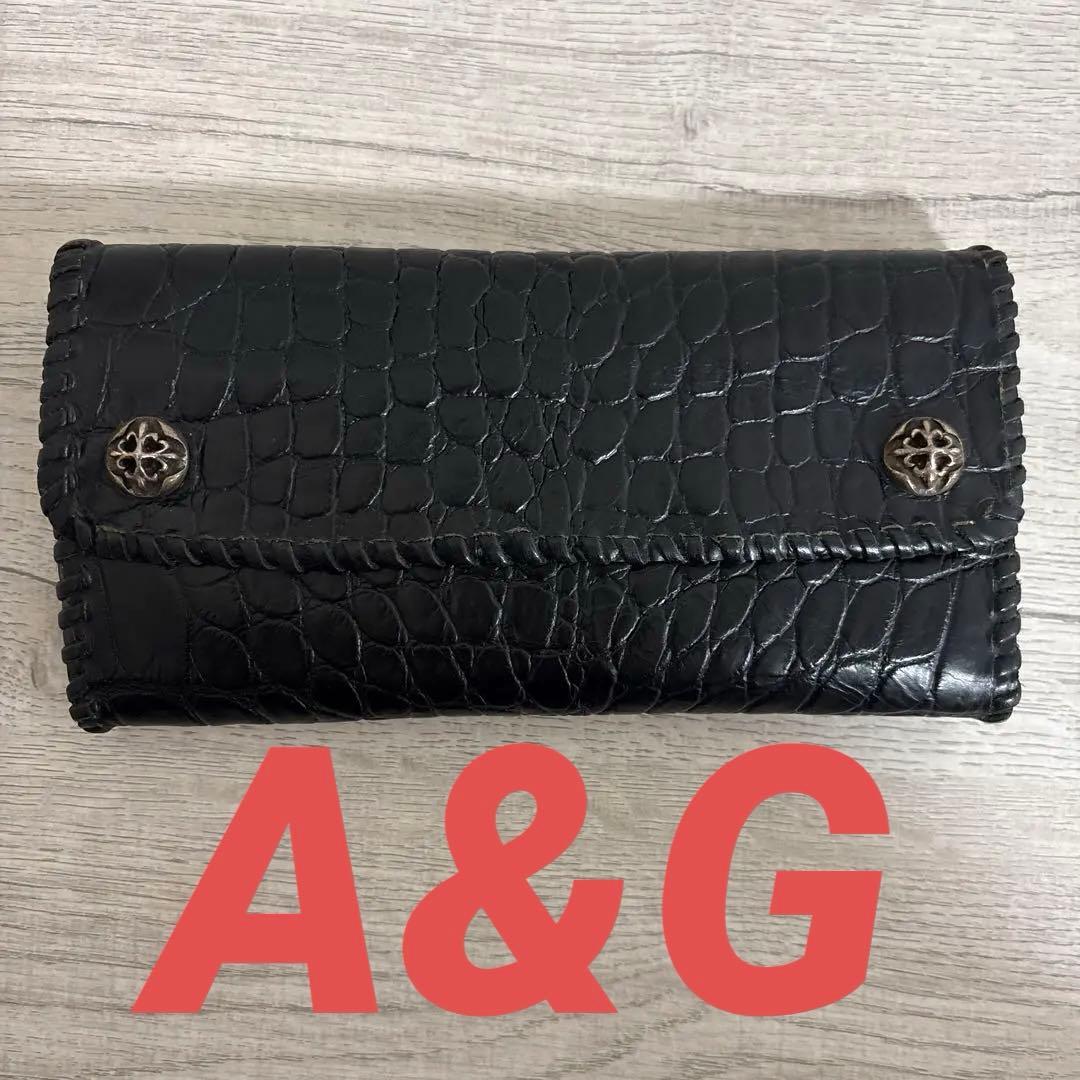 A&G 黒レザー 長財布