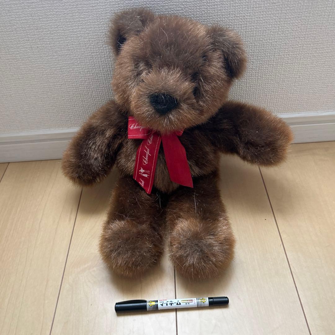 くま クマ 熊 ぬいぐるみ 赤 リボン 昭和 レトロ - メルカリ