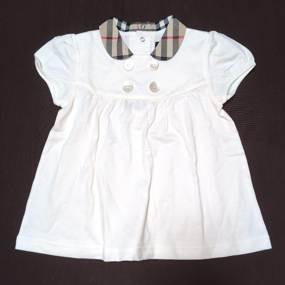 【新品】90★バーバリー★パフ袖！ノバチェック襟！チュニックワンピース★ 新品】90☆バーバリー☆パフ袖！ノバチェック襟！チュニックワンピース