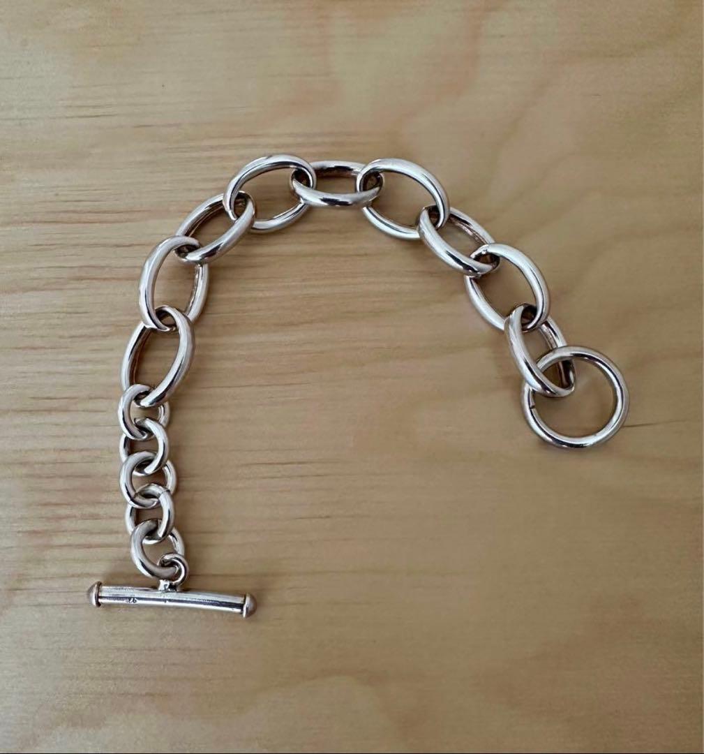 ヘビーチェーンオーバルブレスレットヴィンテージシルバー925